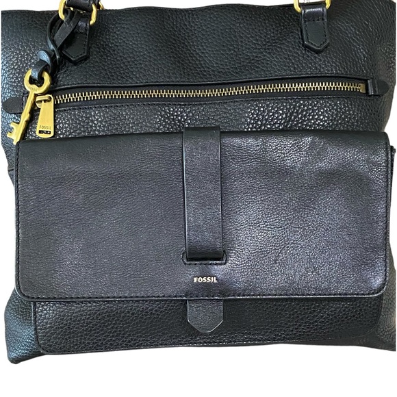 Fossil Kinley Cowhide Black Pebbled Leather Shopper Bag - Picture 8 of 16